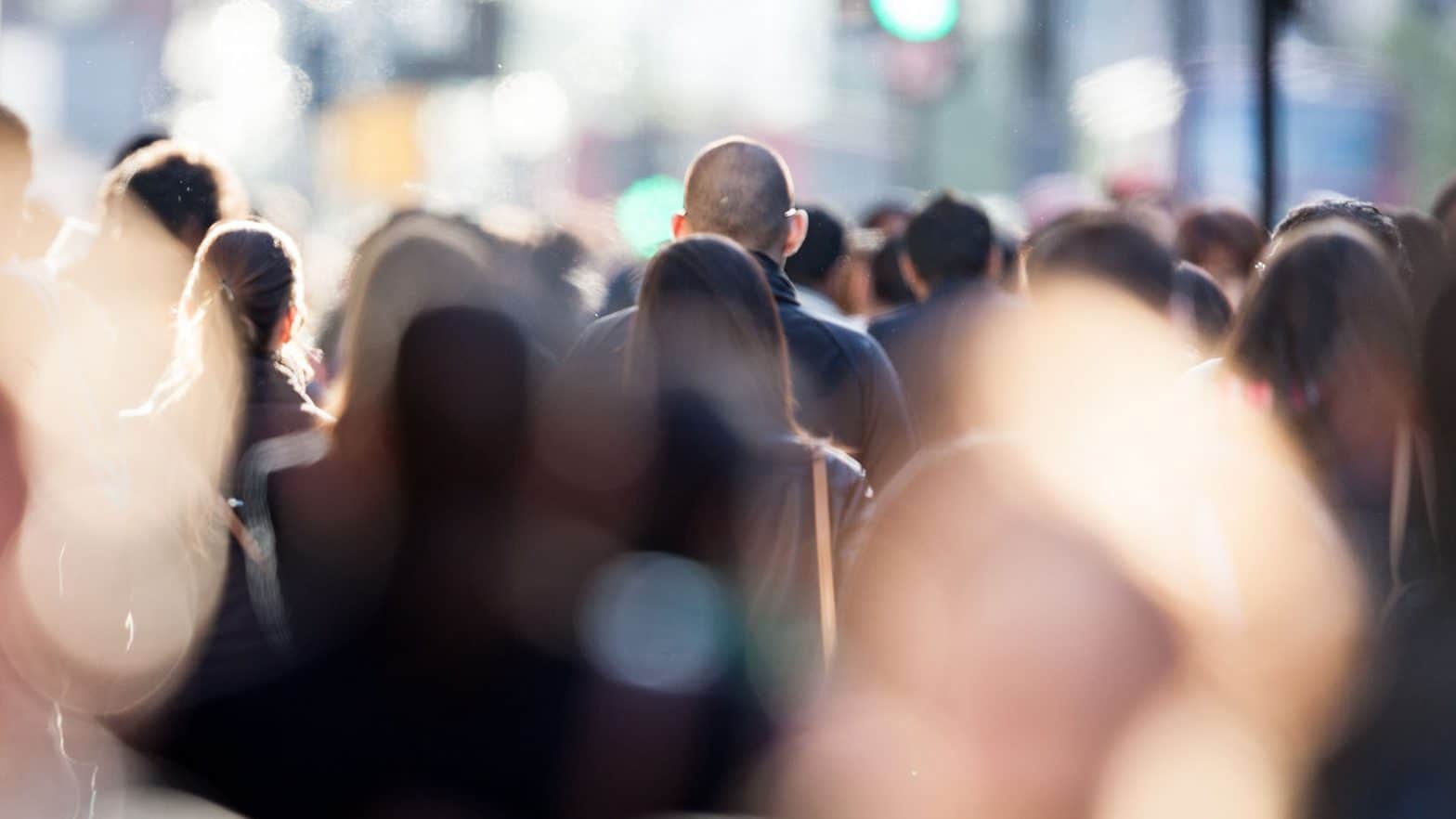 Candid business commuter crowd