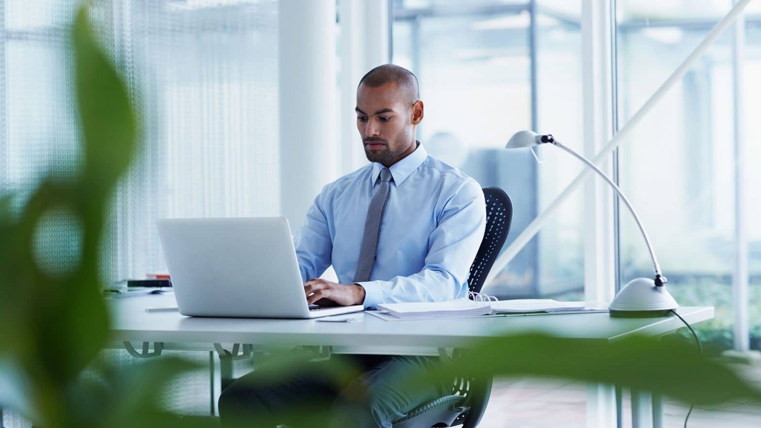 Businessman working on laptop