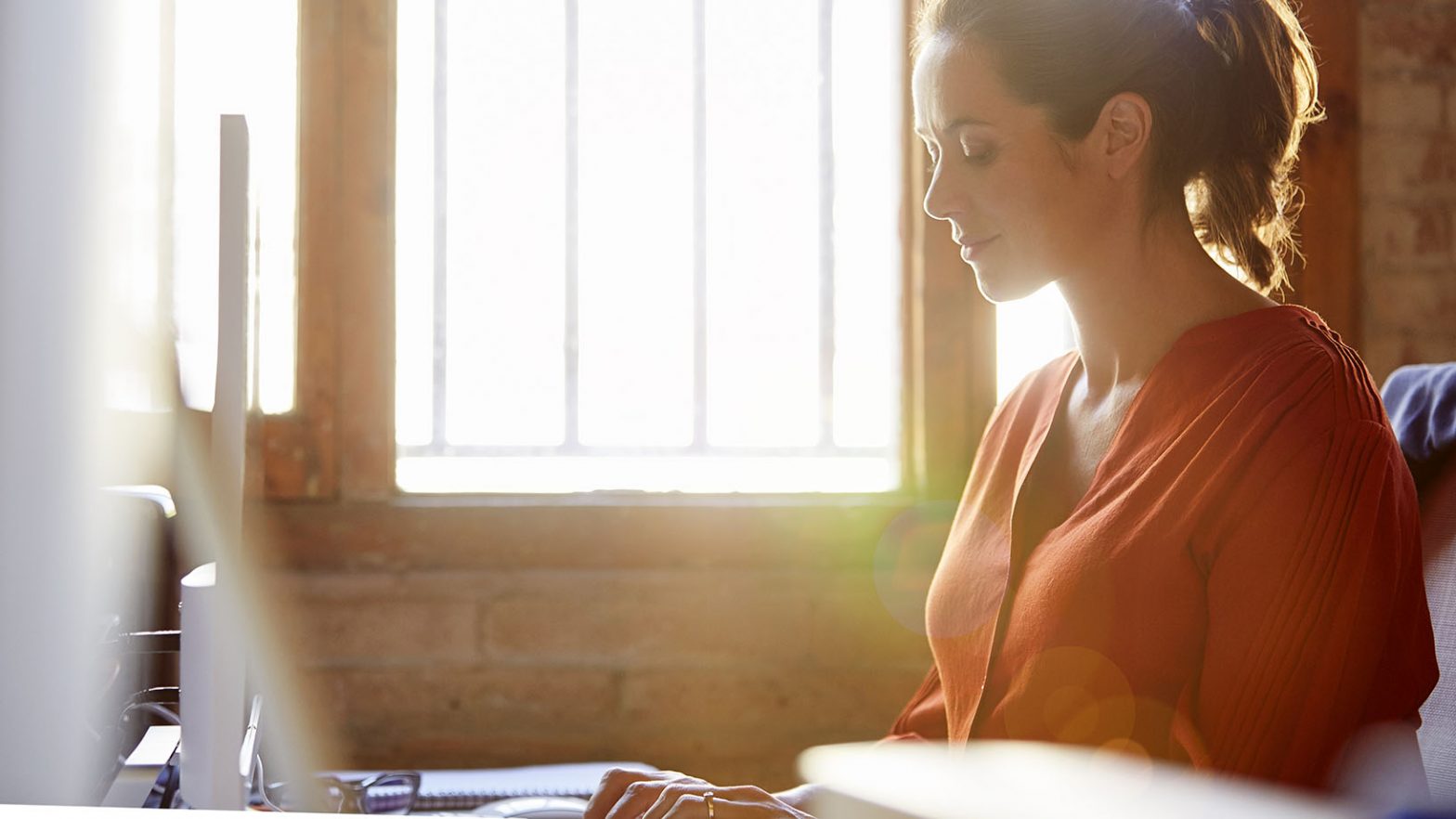 businesswoman using computer